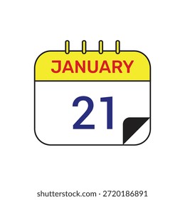21 Januar Kalender Symbol Vektormonat Illustration Design