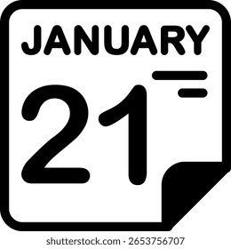 Calendario 21 de enero Icono minimalista semisólido