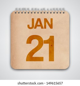 21 January on Old Notebook Vector