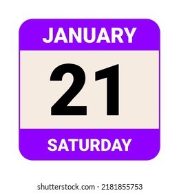 21 January, Saturday. Date template. Useful design for calendar or event promotion. Vector illustration EPS 10 File