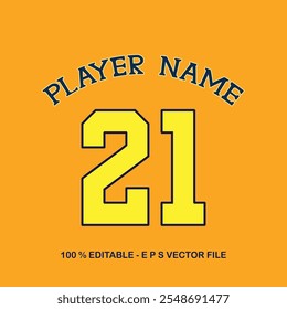 21 jersey number. Baseball jersey number design vector