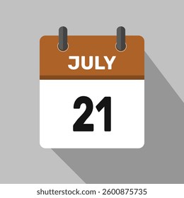 21 july calendar icon vector month date illustration design