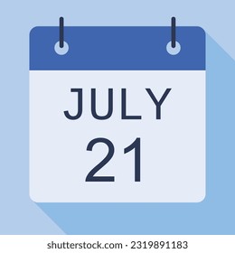 21 July Calendar, Vector Calendar.
