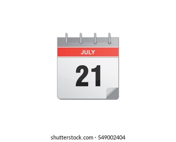 21 July calendar vector illustration on white background
