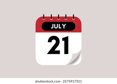 21 July month single day vector, illustration, calendar with maroon, rose and white color background calendar July 21