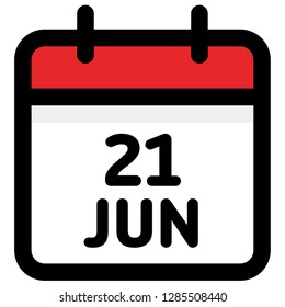 21. June - Calendar Icon - Vector Illustration - Vector