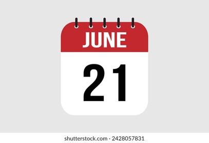 21 June Calendar. June Calendar Vector Illustration.