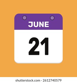 21 june calender icon text page monthly web design.
