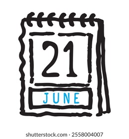 21 June date calendar - A simple yet elegant line art illustration of a date calendar captures the essence of organization and timekeeping. The clean lines and minimalistic design 