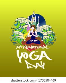 21 june international yoga day background, poster and t-shirt design, banner with yoga body posture vector illustration Embroidery Men T-shirts Summer Casual Short Sleeve Hip Hop T Shirt Streetwear