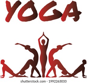 21 June International Yoga day, yoga body, sun rays, vector illustration