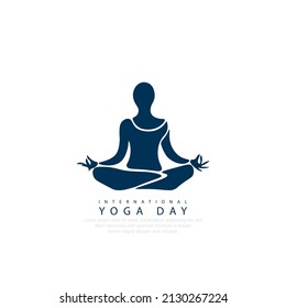 21 June- international yoga day, woman in yoga body posture. Vector
