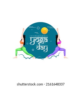 21 June- international yoga day, woman in yoga body posture. Vector