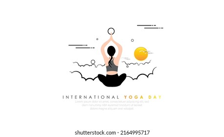 21 de junio - Día internacional del yoga, mujer abstracta en la postura corporal del yoga. 