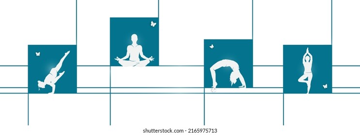 21 June- international yoga day, abstract woman in yoga body posture. 