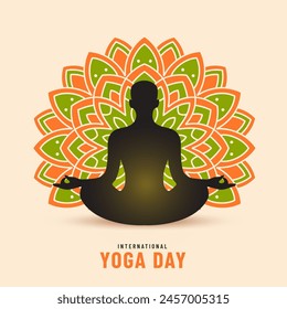 21 june international yoga day background with meditation posture