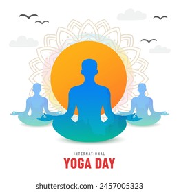 21 junio día internacional del yoga fondo con postura de meditación