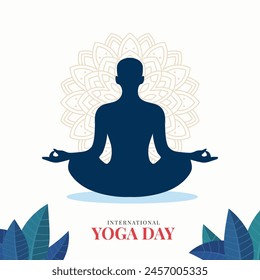 21 june international yoga day background with meditation posture