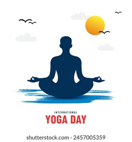 21 junio día internacional del yoga fondo con postura de meditación