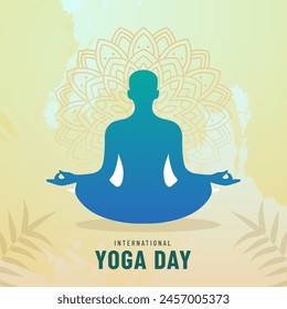 21 junio día internacional del yoga fondo con postura de meditación