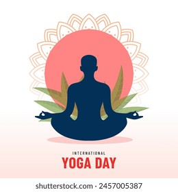 21 june international yoga day background with meditation posture