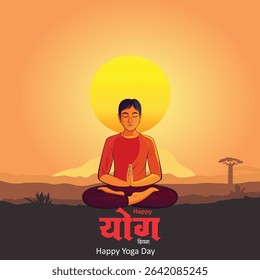 21 June- international yoga day, woman in yoga body posture.India yoga day or International yoga day background, 21 June Poster design. 