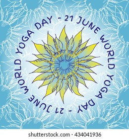 21 june world yoga day. Vector sketch illustration.