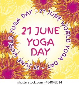 21 june world yoga day. Vector sketch illustration.