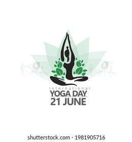 21 june-international yoga day, woman doing yoga pose on poster design for celebrating International Yoga Day