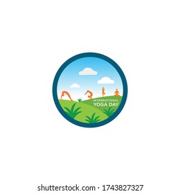 21 june-international yoga day,paper cut yoga body posture, human silhouette and sun rays, vector illustration - Vector