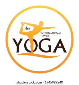 21 june-international yoga, human silhouette and sun rays, vector illustration - Vector