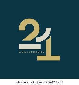 21 Logo, 21st Anniversary Logo, 21 Birthday,  Vector Template Design element for a birthday, invitation, wedding, jubilee, and greeting card illustration.