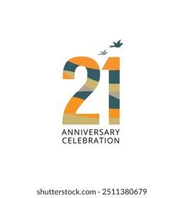 21 Logo, 21st Anniversary Logo, 21 Birthday,  Vector Template Design element for a birthday, invitation, wedding, jubilee, and greeting card illustration.