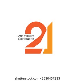 21 Logo, 21st Anniversary Logo, 21 Birthday,  Vector Template Design element for a birthday, invitation, wedding, jubilee, and greeting card illustration.