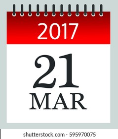 21 March 2017 - Calendar- illustration - Vector