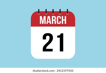 21 March Calendar. March Calendar Vector Illustration.