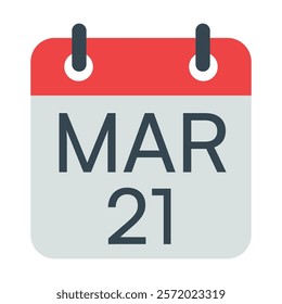 21 March Vector Calendar Icon. Isolated Vector Calendar. 