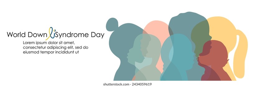 21 march World Down Syndrome Day, vector. Banner