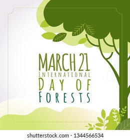 21 Mart Orman Haftası, Kutlu Olsun. 
Translation: International Day of Forest. March 21. greeting card, Vector Illustration.