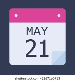 21 May Calendar Black Background, Vector Calendar.