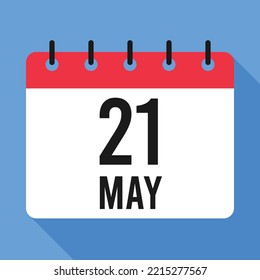 21 May Calendar. Blue Background. Vector Calendar.