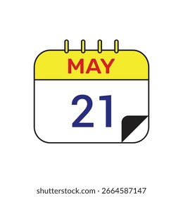 Ilustración de diseño de Vector de icono de calendario del 21 de mayo