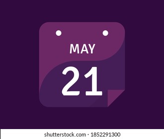 21 May, May 21 icon Single Day Calendar Vector illustration