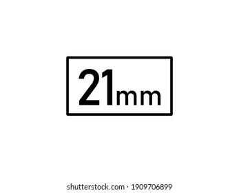 21 Millimeter Ikone, Vektorgrafik, 21 mm groß
