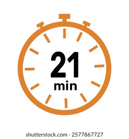 21 minute Timer, clock, icon vector stopwatch isolated icons. Countdown timer symbol.