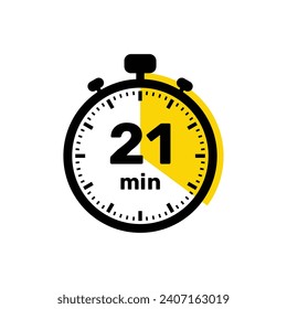21 Minuten Analog Clock Icon weißen Hintergrund Design.