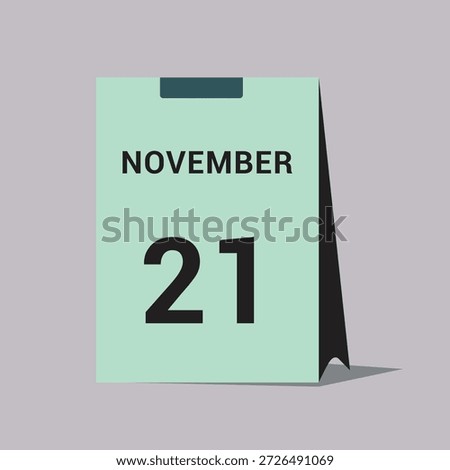 21 november calendar date icon minimal desk calendar vector illustration