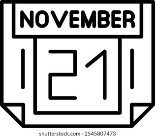 Estilo De Contorno Do Ícone Vetorial De 21 De novembro