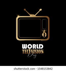 21 November-world television day in gold style.vector illustration