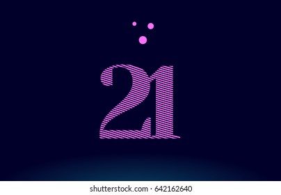 21 number digit logo pink line stripes magenta purple blue font creative text dots company vector icon design